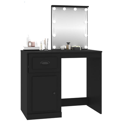 Schminktisch mit LED Schwarz 90x50x132,5 cm Holzwerkstoff