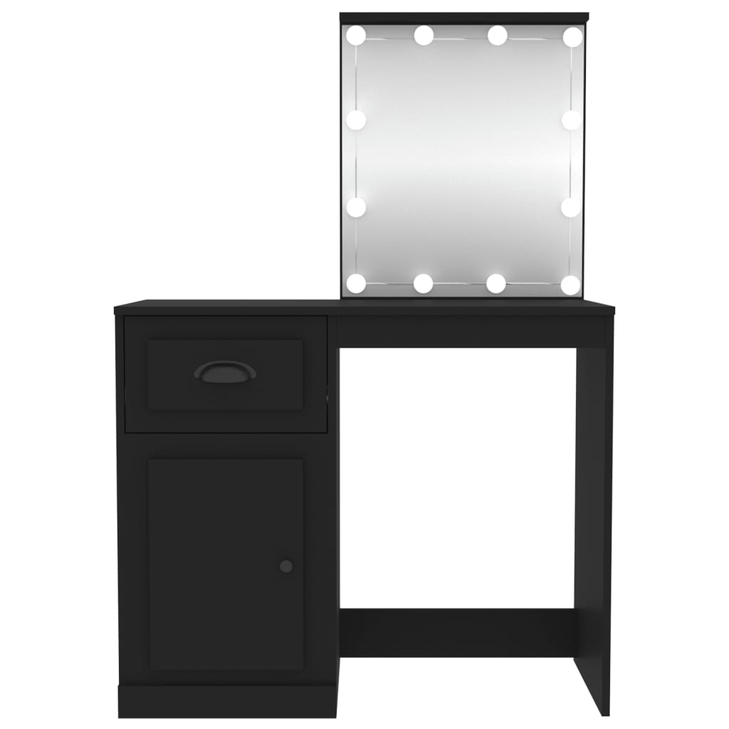 Schminktisch mit LED Schwarz 90x50x132,5 cm Holzwerkstoff