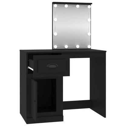 Schminktisch mit LED Schwarz 90x50x132,5 cm Holzwerkstoff