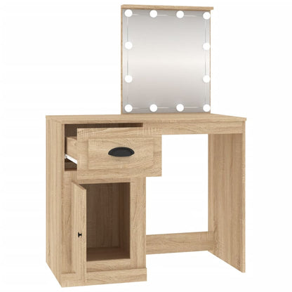 Schminktisch mit LEDs Sonoma-Eiche 90x50x132,5 cm Holzwerkstoff