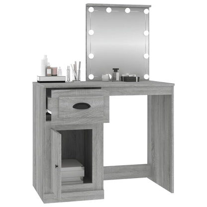 Schminktisch mit LEDs Grau Sonoma 90x50x132,5 cm Holzwerkstoff