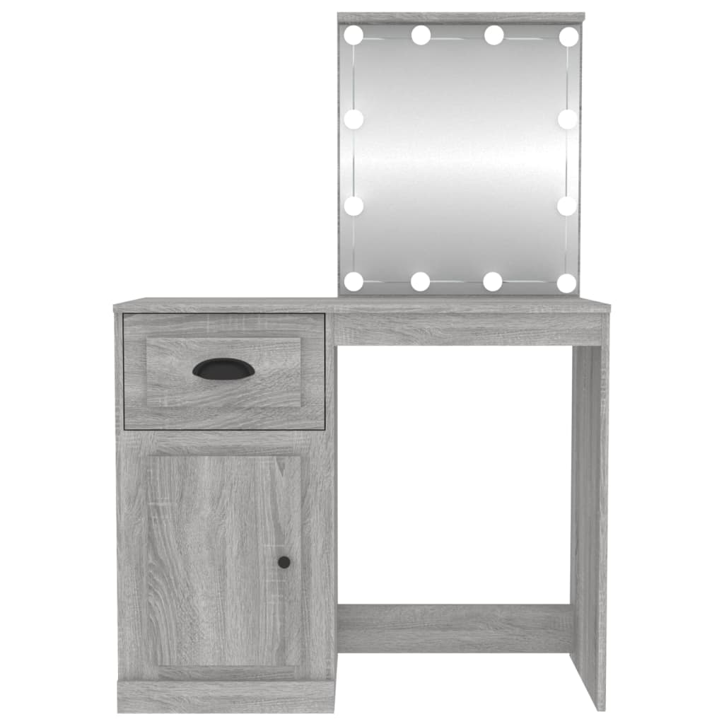 Schminktisch mit LEDs Grau Sonoma 90x50x132,5 cm Holzwerkstoff