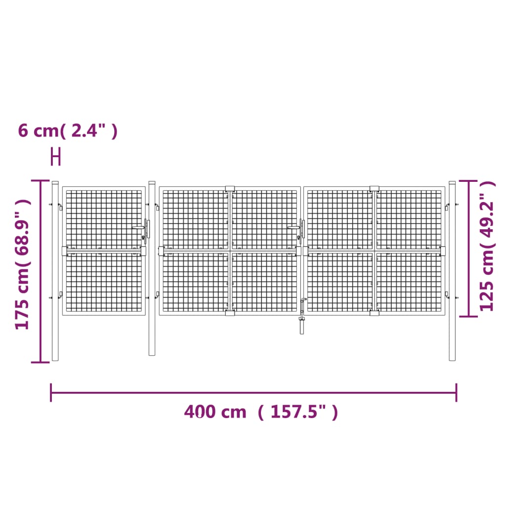 Mesh-Gartentor Grün 400x175 cm Verzinkter Stahl