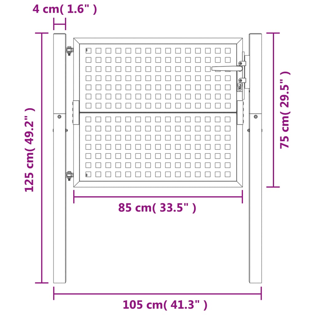 Gartentor Anthrazit 105x125 cm Stahl