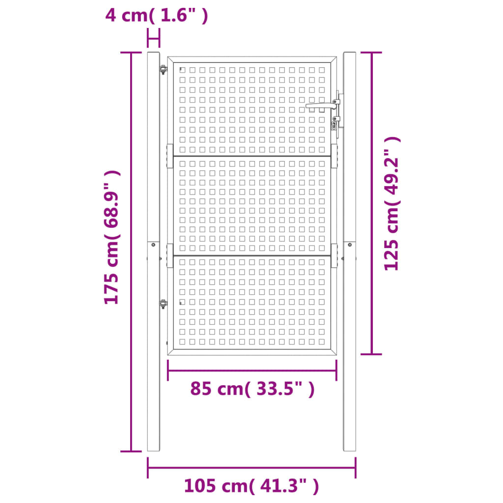 Gartentor Anthrazit 105x175 cm Stahl