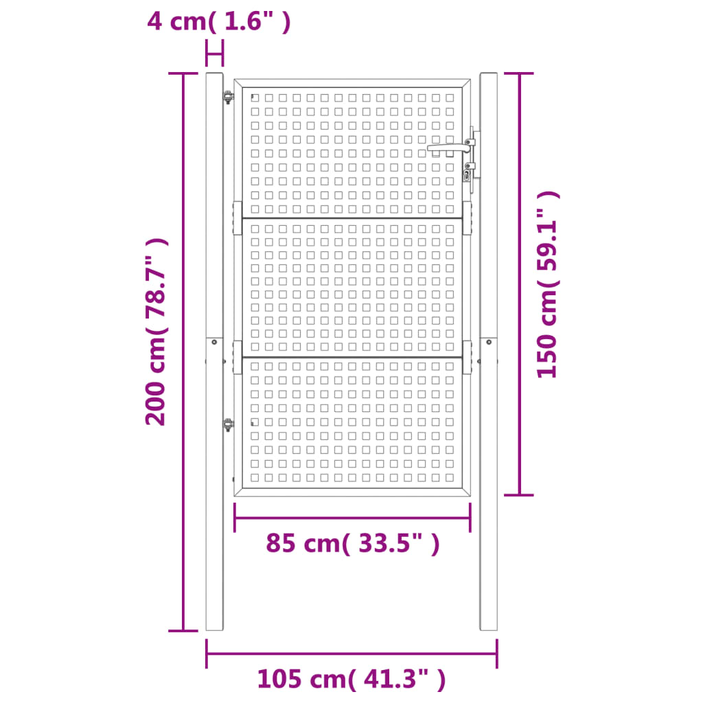 Gartentor Anthrazit 105x200 cm Stahl