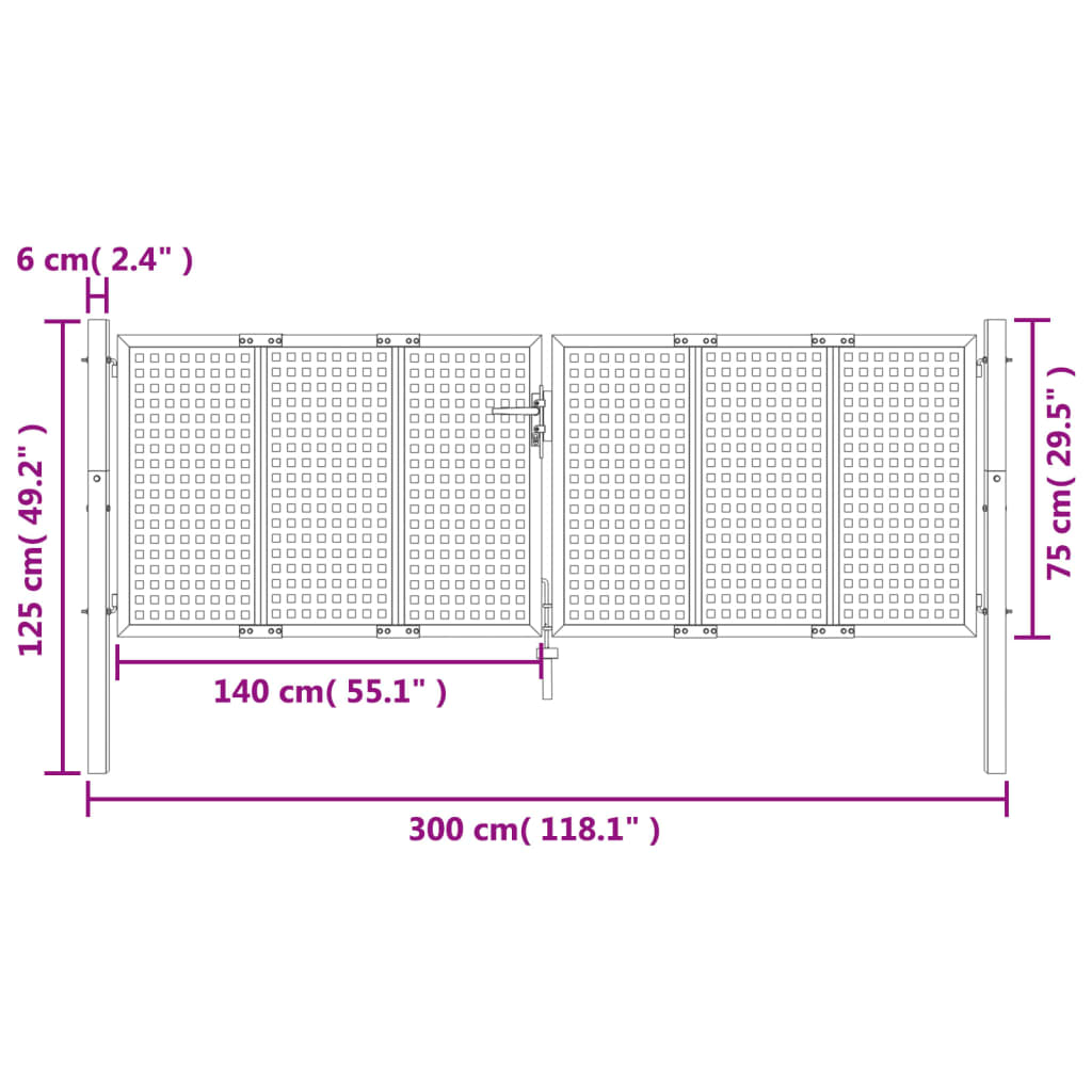 Gartentor Anthrazit 300x125 cm Stahl