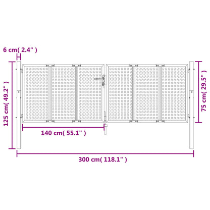 Gartentor Anthrazit 300x125 cm Stahl