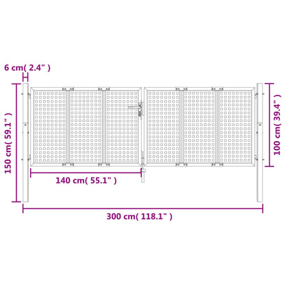 Gartentor Anthrazit 300x150 cm Stahl