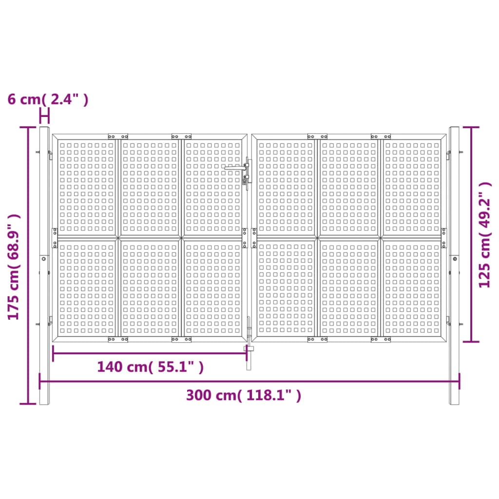 Gartentor Anthrazit 300x125 cm Stahl