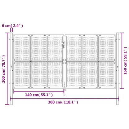 Gartentor Anthrazit 300x150 cm Stahl