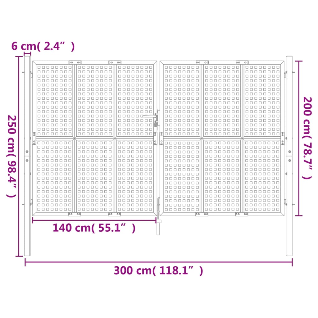 Gartentor Anthrazit 300x200 cm Stahl