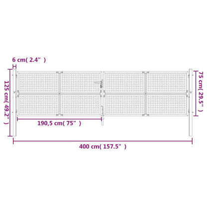 Gartentor Anthrazit 400x125 cm Stahl