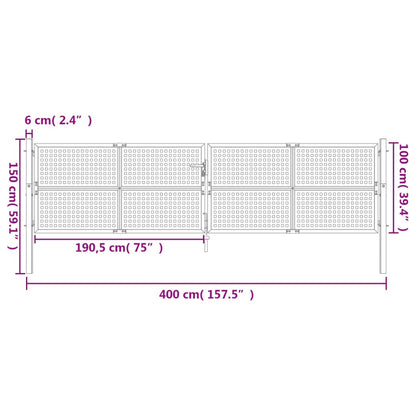 Gartentor Anthrazit 400x150 cm Stahl