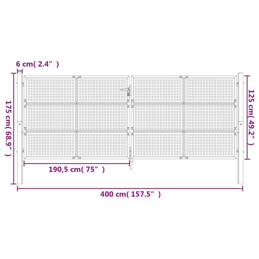 Gartentor Anthrazit 400x125 cm Stahl