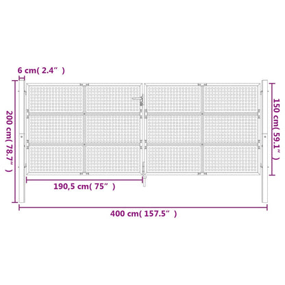 Gartentor Anthrazit 400x150 cm Stahl