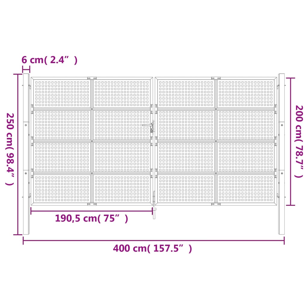 Gartentor Anthrazit 400x200 cm Stahl