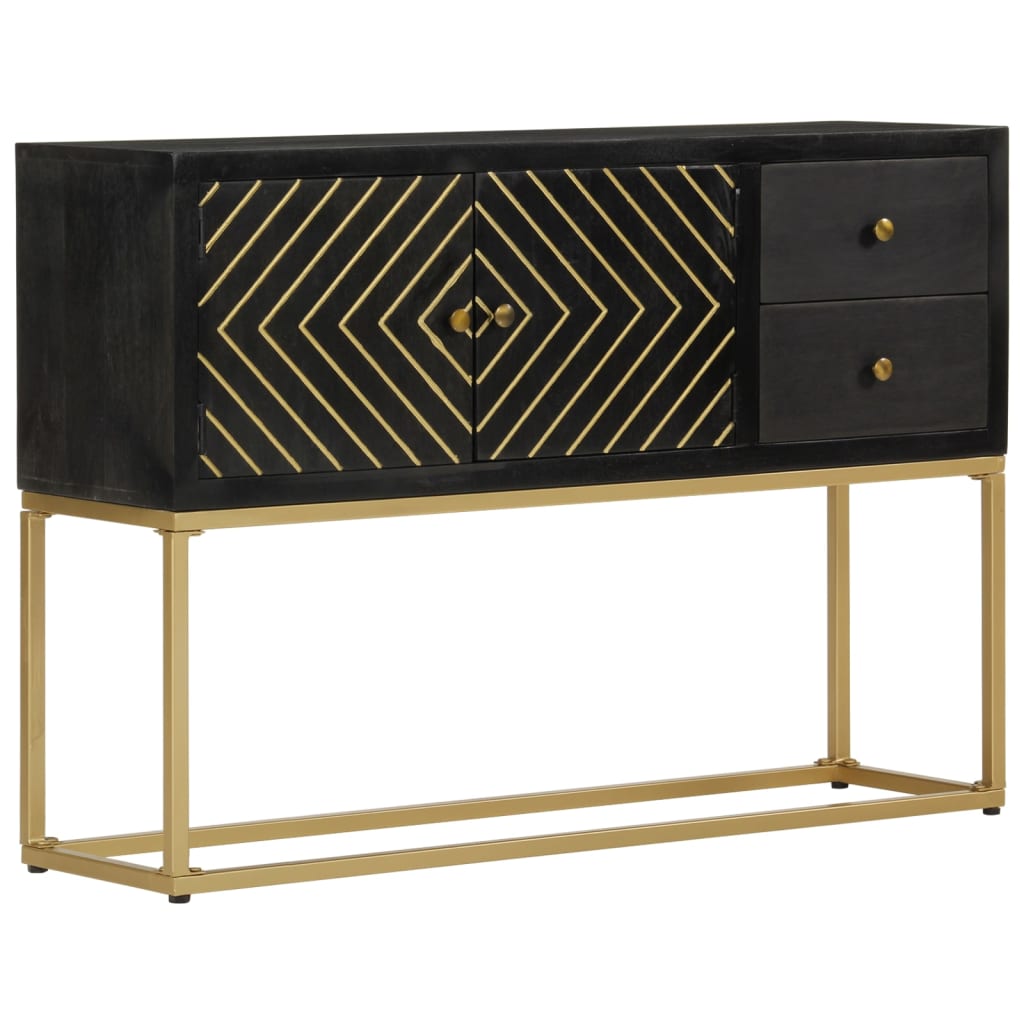 Sideboard Schwarz und Golden 110x30x75 cm Massivholz Mango