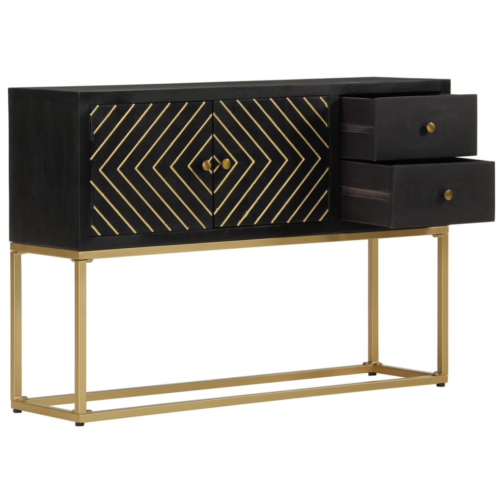 Sideboard Schwarz und Golden 110x30x75 cm Massivholz Mango