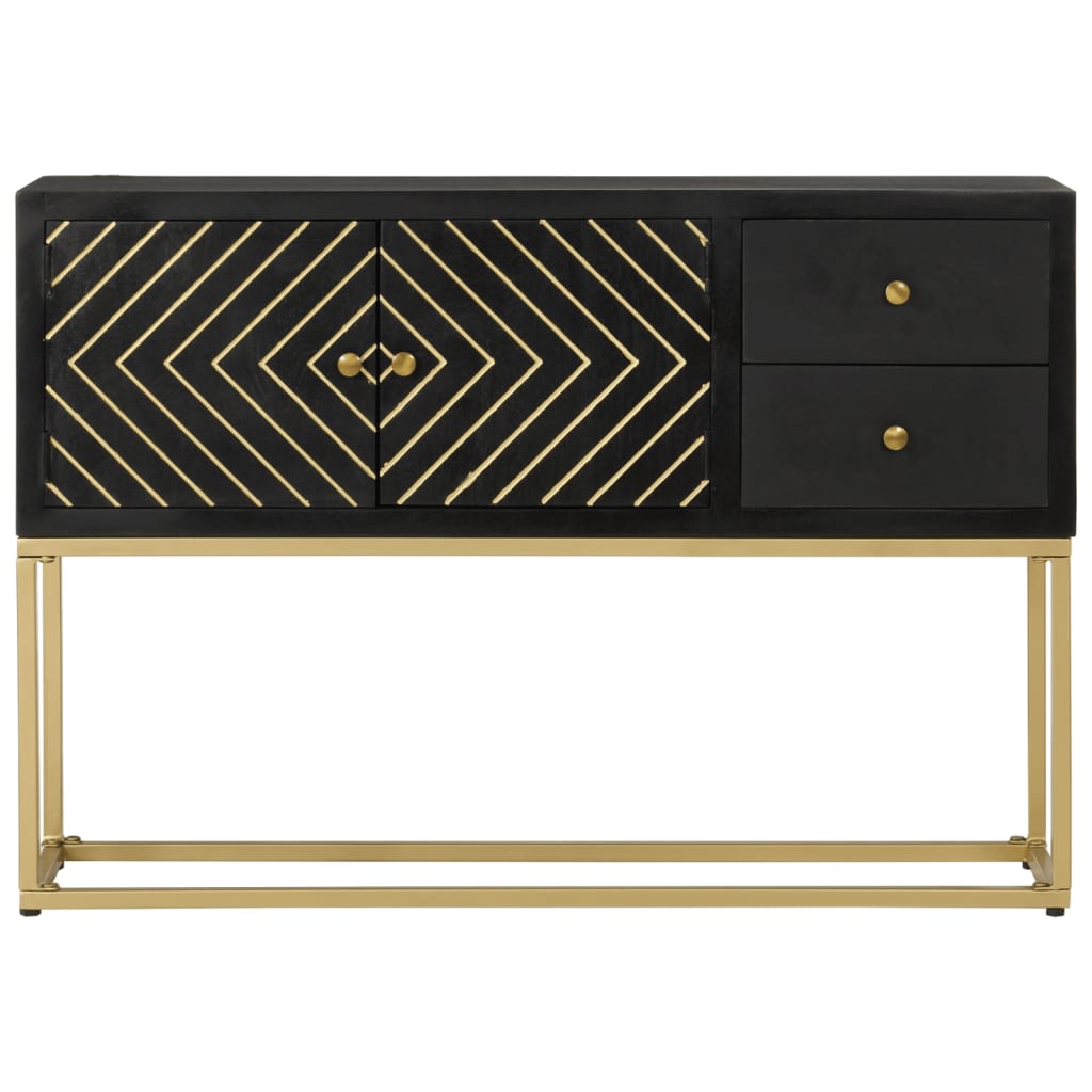 Sideboard Schwarz und Golden 110x30x75 cm Massivholz Mango