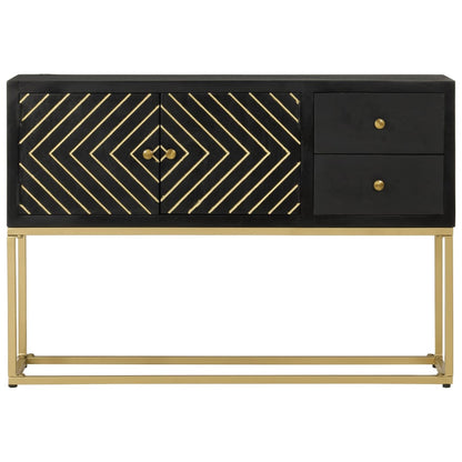 Sideboard Schwarz und Golden 110x30x75 cm Massivholz Mango