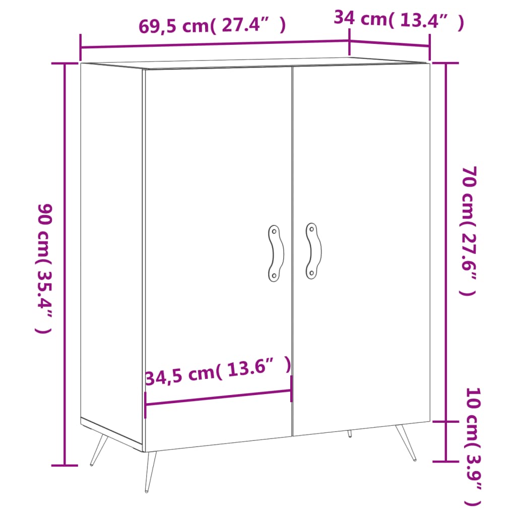 Sideboard Weiß 69,5x34x90 cm