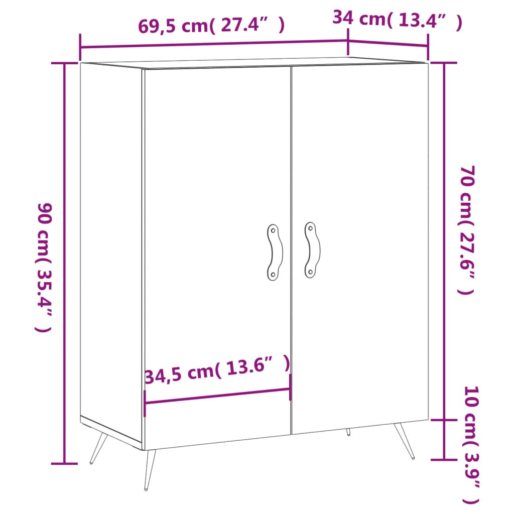 Sideboard Betongrau 69,5x34x90 cm Holzwerkstoff