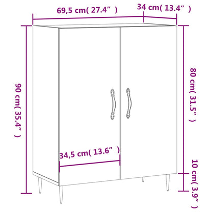 Sideboard Hochglanz-Weiß 69,5x34x90 cm Holzwerkstoff