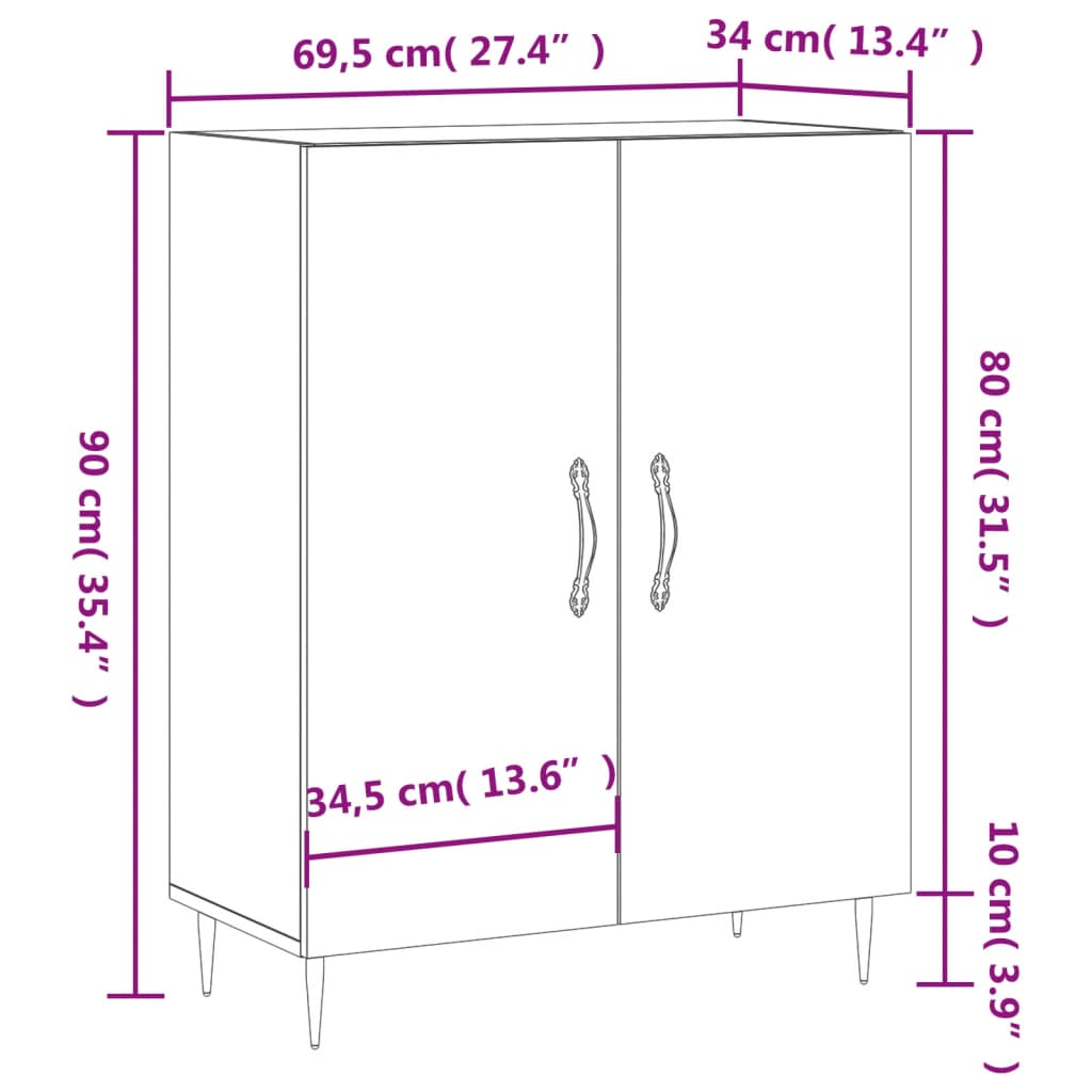 Sideboard Sonoma-Eiche 69,5x34x90 cm Holzwerkstoff