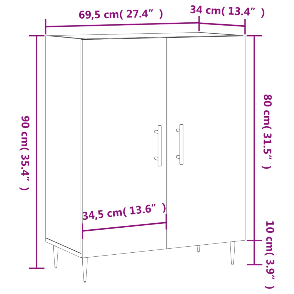 Sideboard Räuchereiche 69,5x34x90 cm Holzwerkstoff