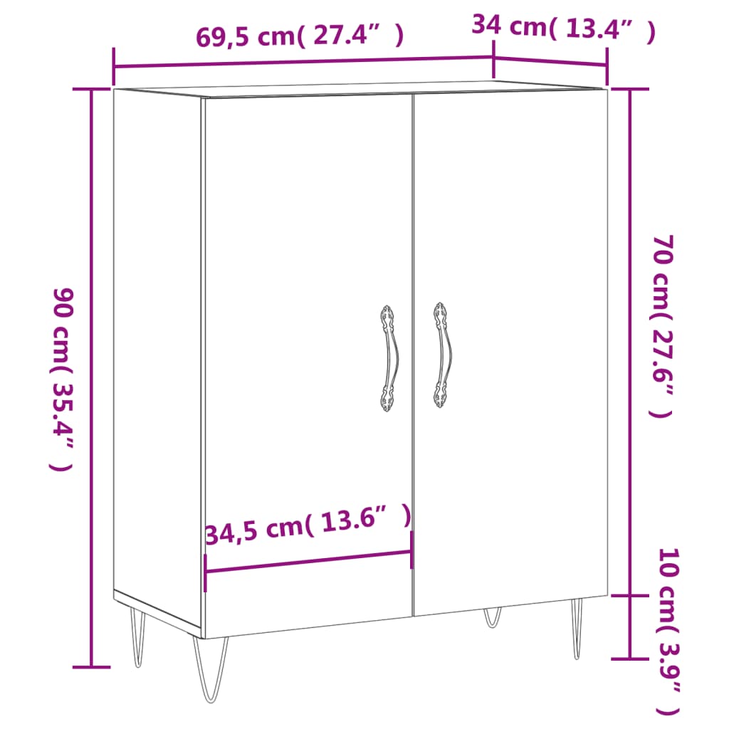 Sideboard Schwarz 69,5x34x90 cm Holzwerkstoff