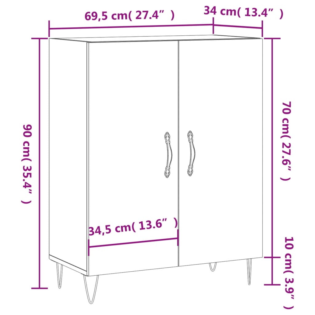 Sideboard Sonoma-Eiche 69,5x34x90 cm Holzwerkstoff