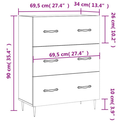 Sideboard Weiß 69,5x34x90 cm Holzwerkstoff