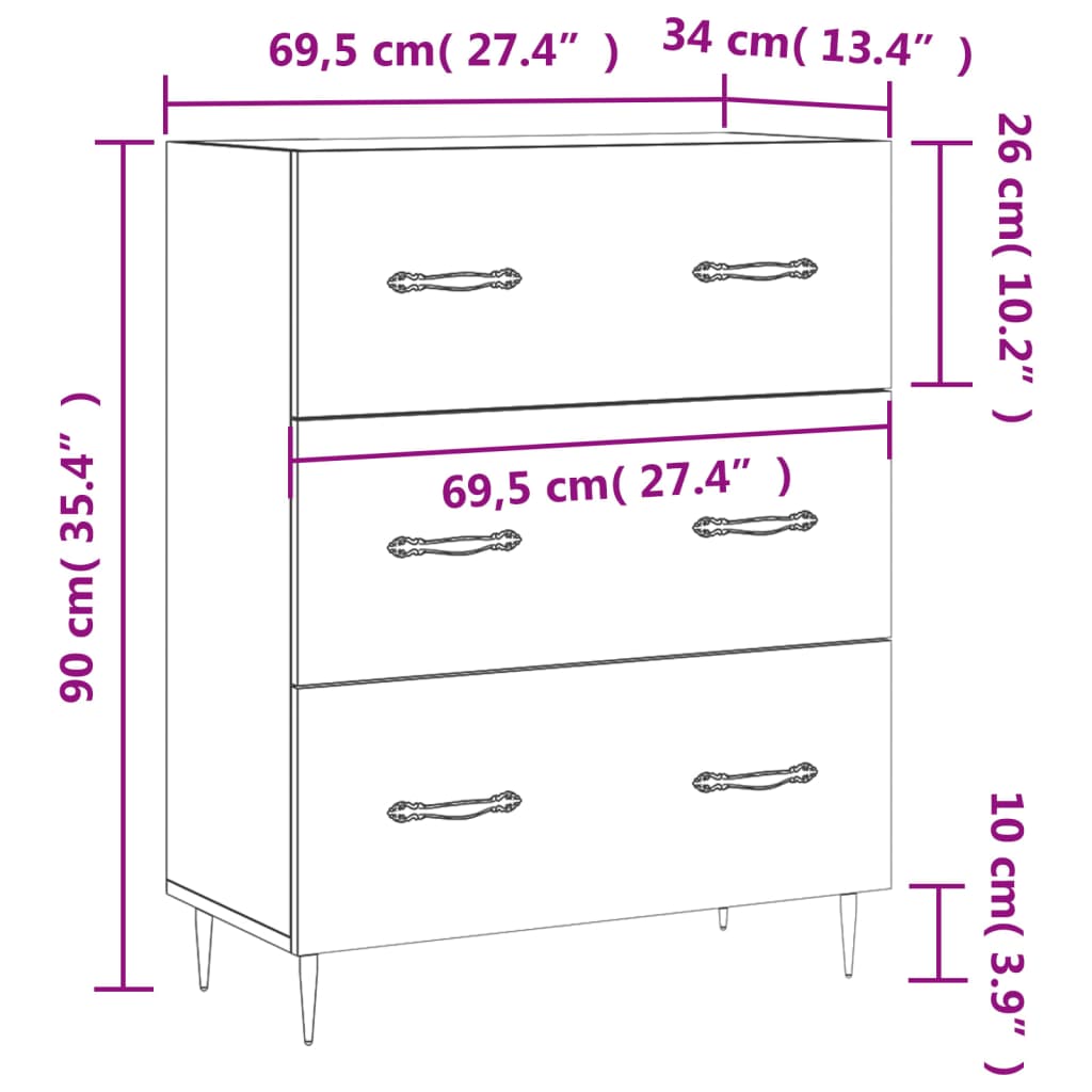 Sideboard Sonoma-Eiche 69,5x34x90 cm Holzwerkstoff