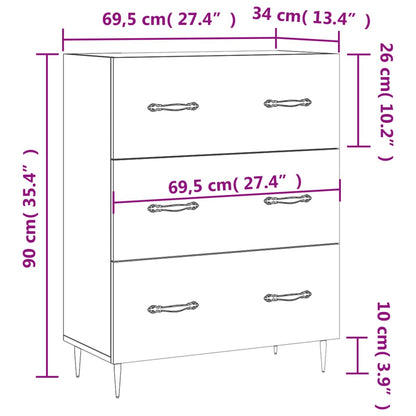 Sideboard Grau Sonoma 69,5x34x90 cm Holzwerkstoff