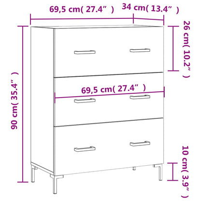 Sideboard Weiß 69,5x34x90 cm Holzwerkstoff