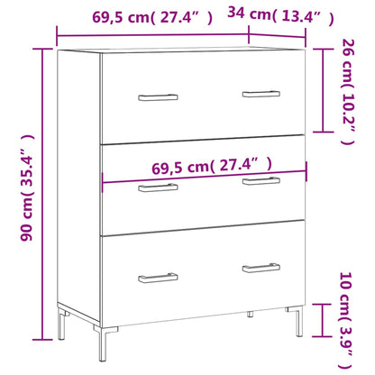 Sideboard Räuchereiche 69,5x34x90 cm Holzwerkstoff