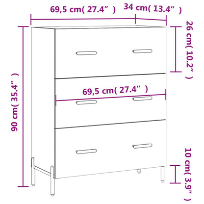 Sideboard Hochglanz-Weiß 69,5x34x90 cm Holzwerkstoff