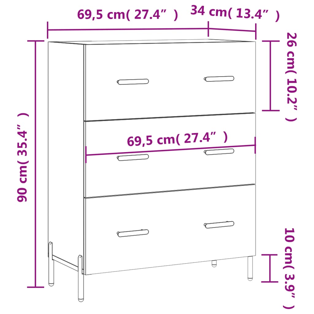 Sideboard Sonoma-Eiche 69,5x34x90 cm Holzwerkstoff