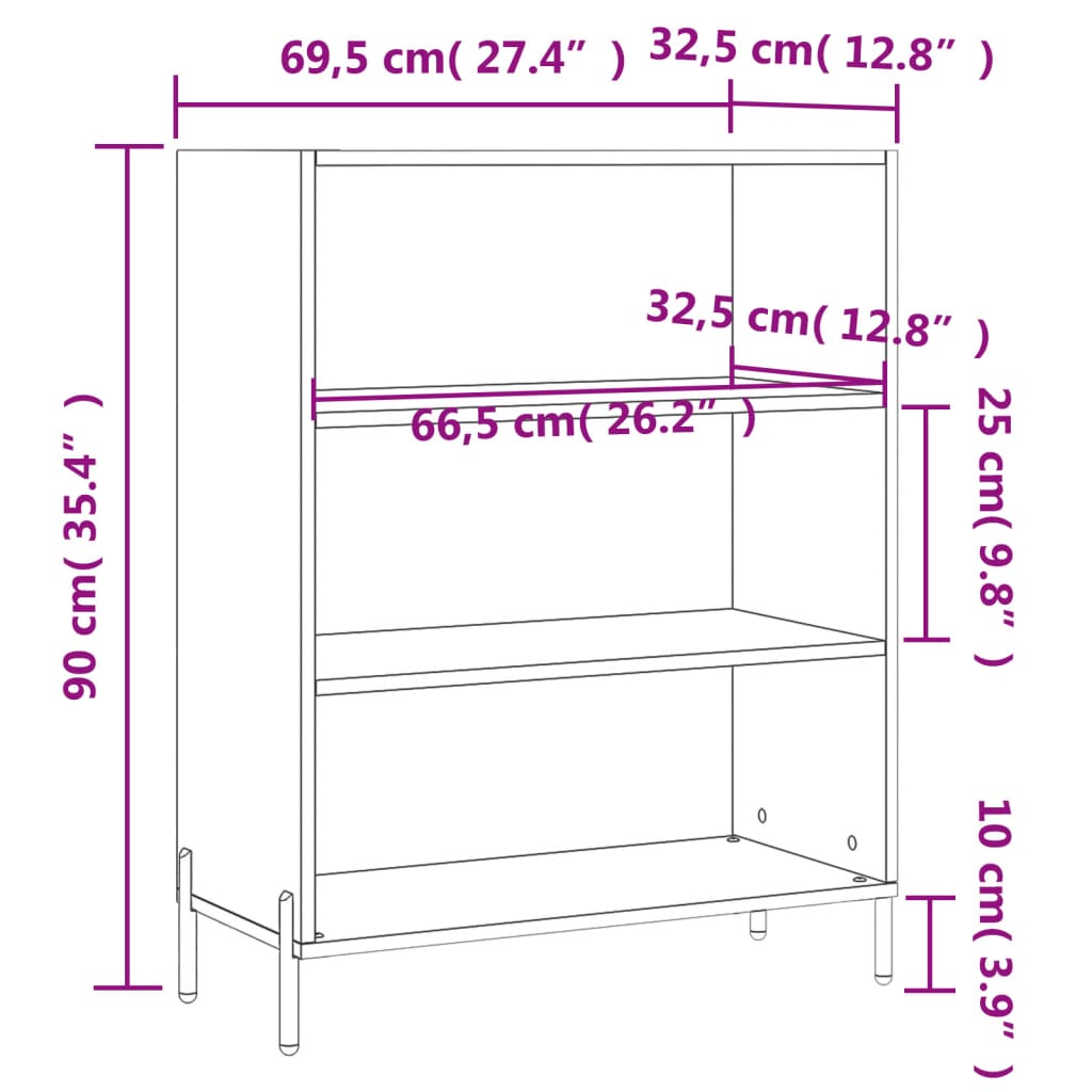 Regalschrank Hochglanz-Weiß 69,5x32,5x90 cm Holzwerkstoff