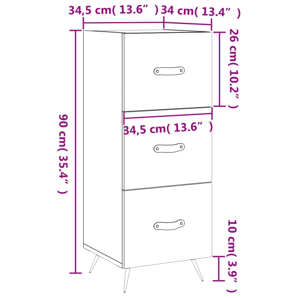 Sideboard Weiß 34,5x34x90 cm Holzwerkstoff