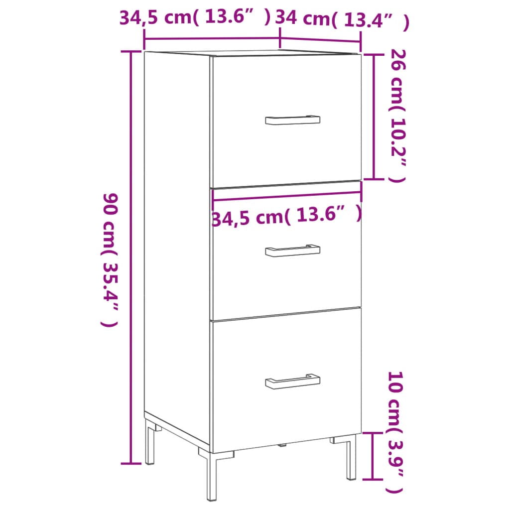 Sideboard Betongrau 34,5x34x90 cm Holzwerkstoff