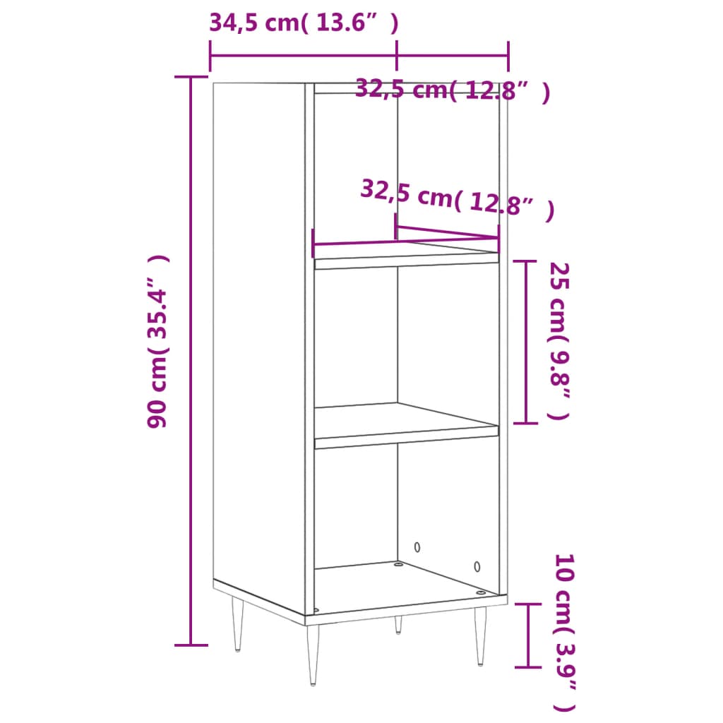 Sideboard Grau Sonoma 34,5x32,5x90 cm