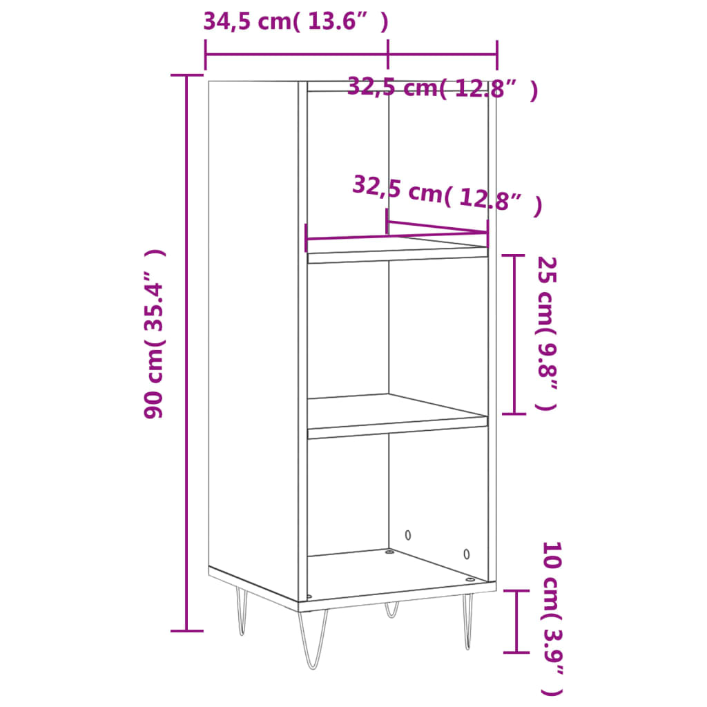 Sideboard Betongrau 34,5x32,5x90 cm Holzwerkstoff