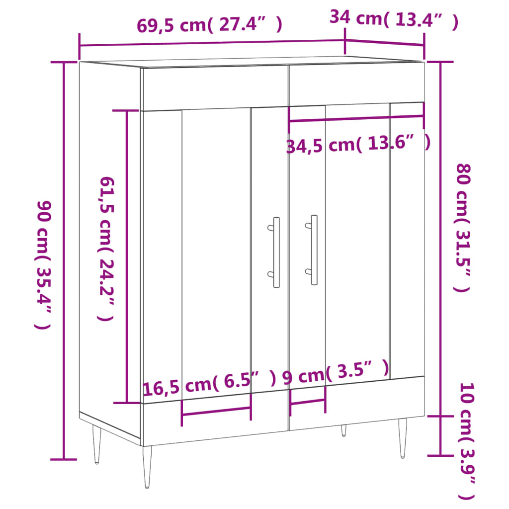 Sideboard Sonoma-Eiche 69,5x34x90 cm Holzwerkstoff