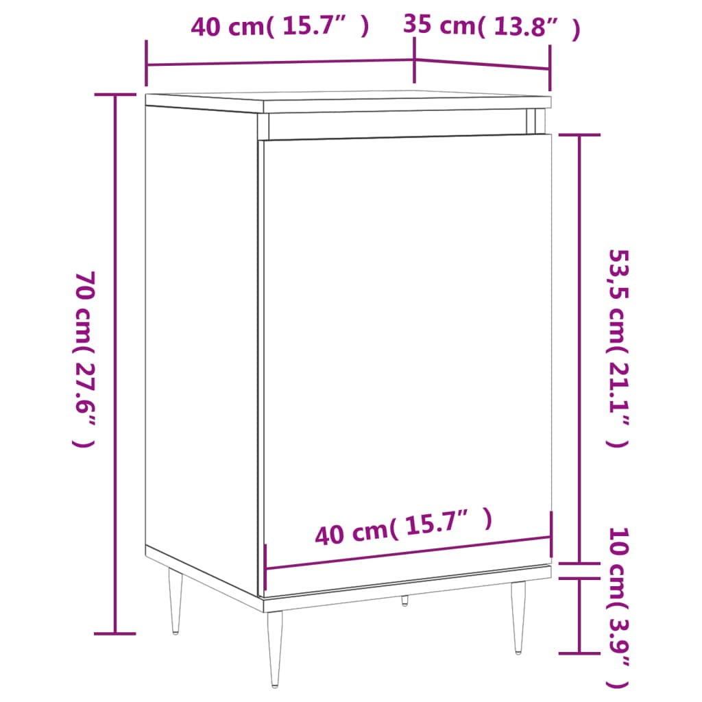 Sideboard Braun Eichen-Optik 40x35x70 cm Holzwerkstoff