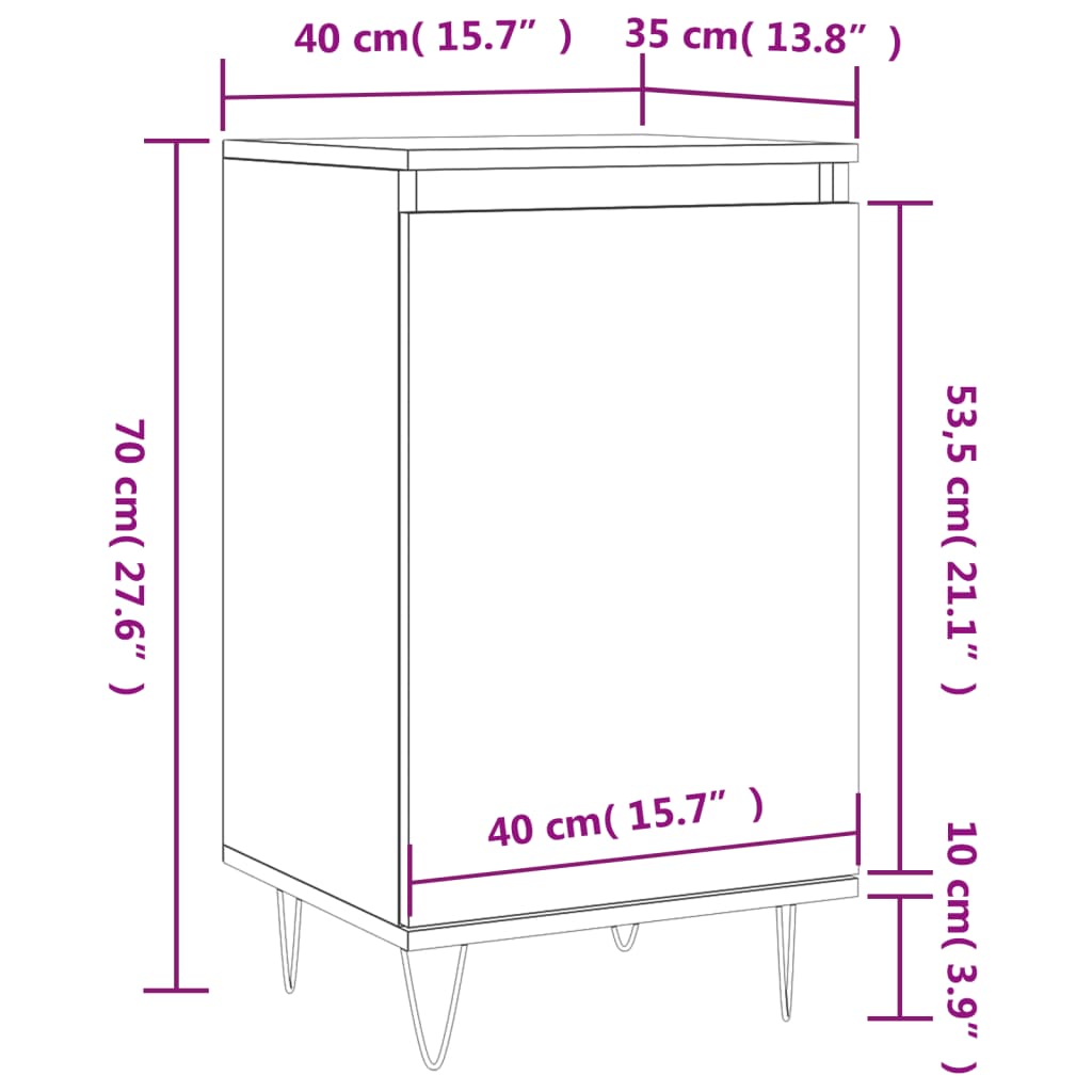 Sideboard Hochglanz-Weiß 40x35x70 cm Holzwerkstoff