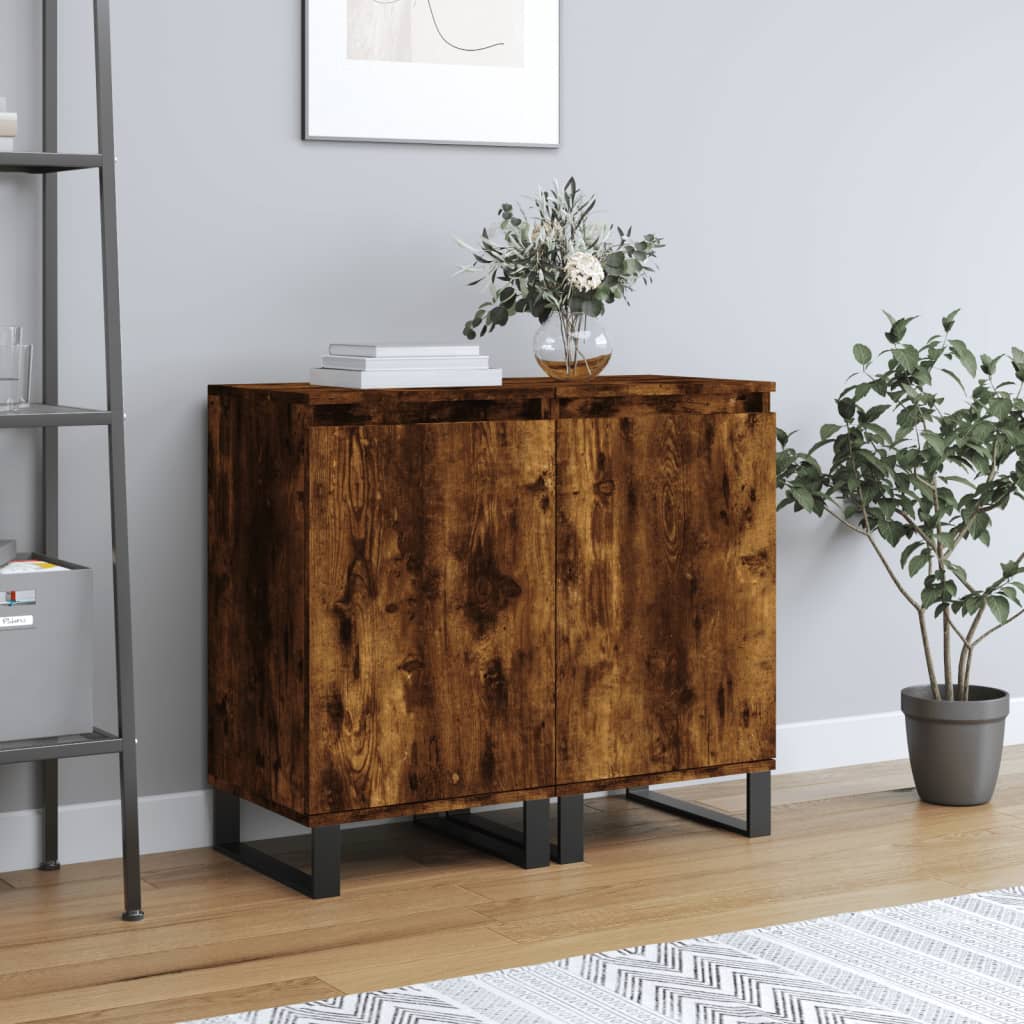 Sideboards 2 Stk. Räuchereiche 40x35x70 cm Holzwerkstoff