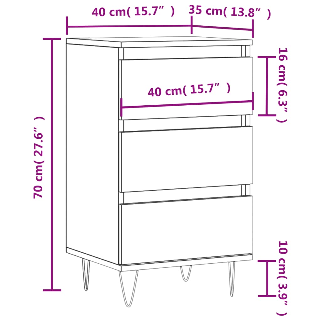 Sideboard Schwarz 40x35x70 cm Holzwerkstoff