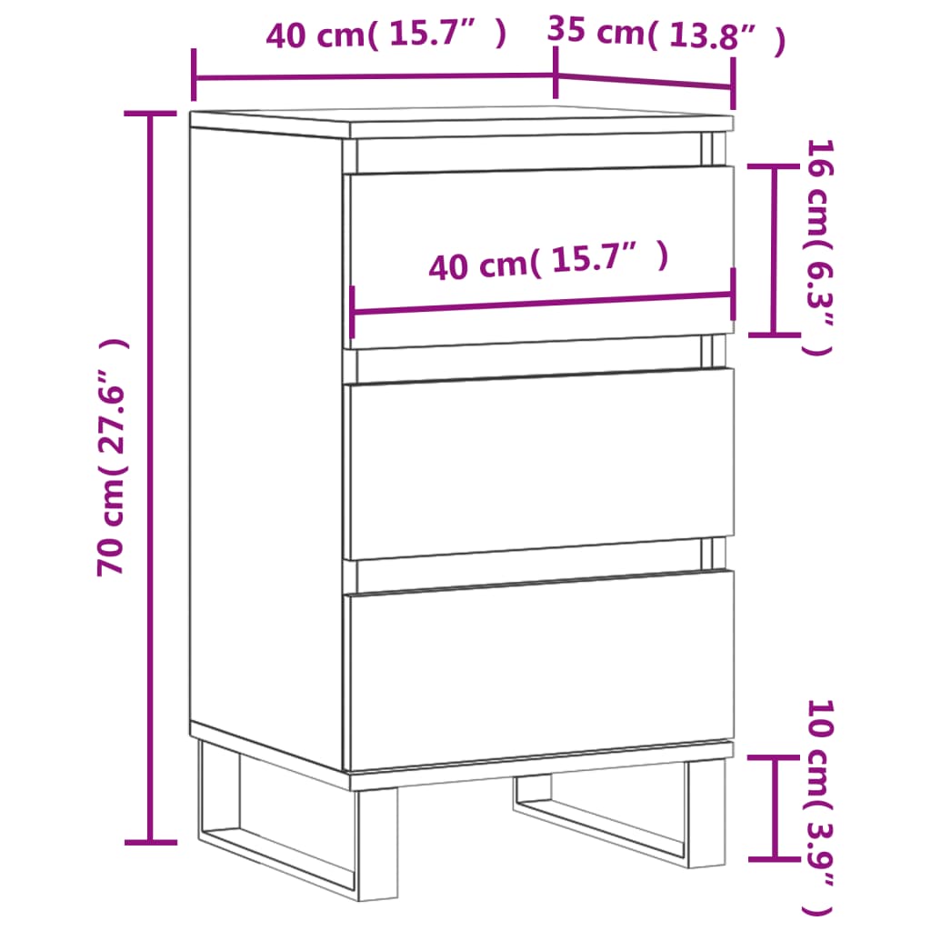 Sideboard Weiß 40x35x70 cm Holzwerkstoff